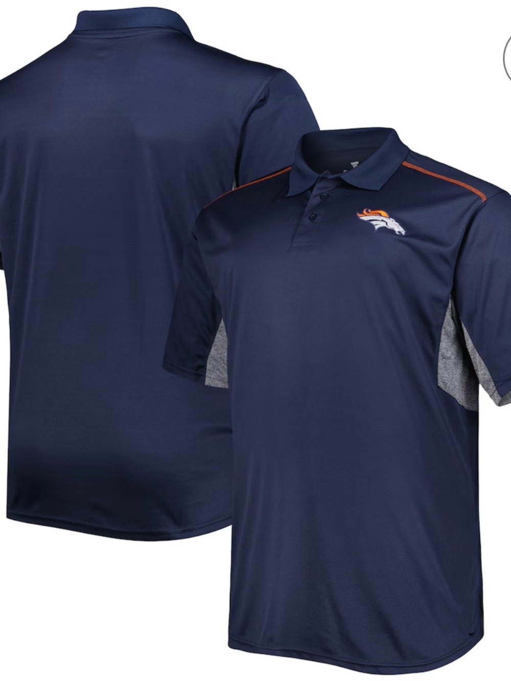 Fanatics Navy Polo with Orange Trim and Gray Panels